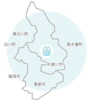 しろやま歯科、訪問診察エリアの図